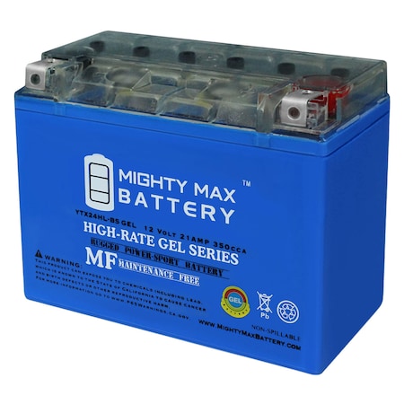 Mighty Max Battery Sealed Lead Acid Battery, 12 V, 21 AH, Nut and Bolt Terminal, GEL Chemistry YTX24HL-BSGEL75